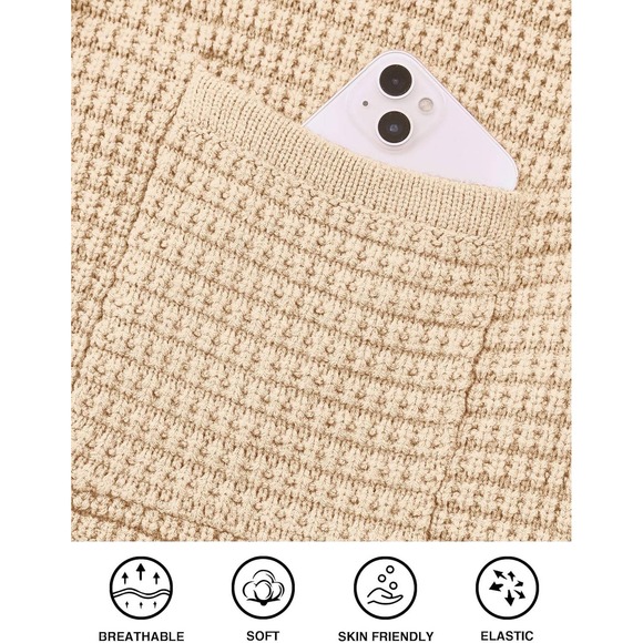 Women's Knit Cardigan Sweater – Chunky Button Down Open‎ Front Jacket Beige XL - Picture 6 of 8